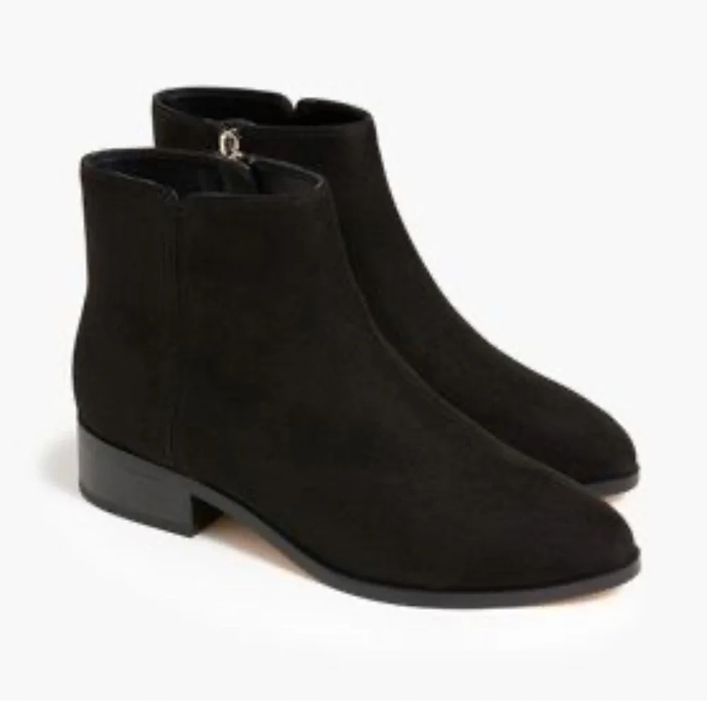J. Crew Women’s Faux Suede Black Flat Ankle Boots